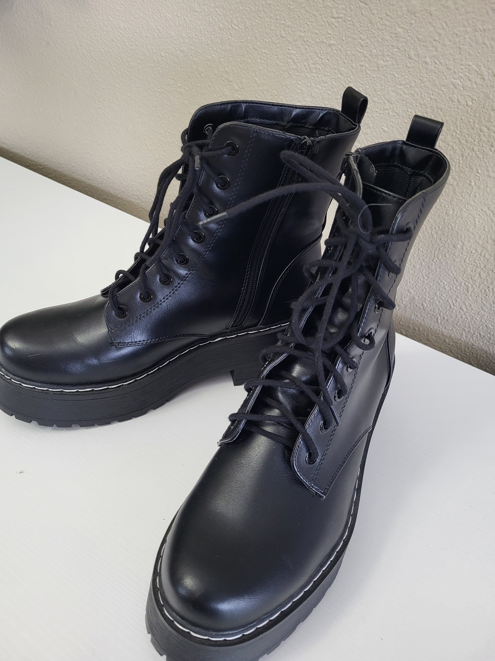 Soda Black Lace-Up Platform Combat Boots - Women Size 11 - Picture 9 of 11